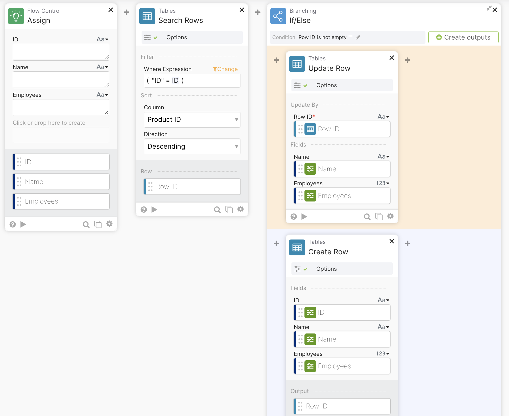 Workflows - Update or insert a record into a table