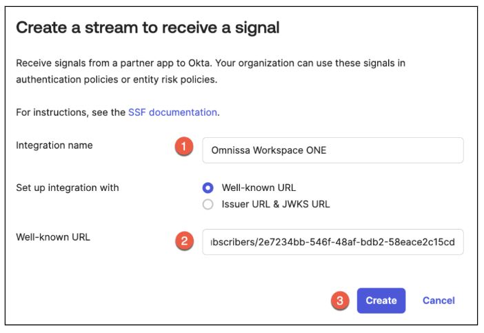 Create a stream to receive a signal