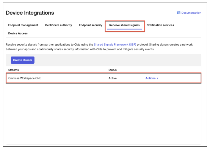 Device Integrations Receive shared signals