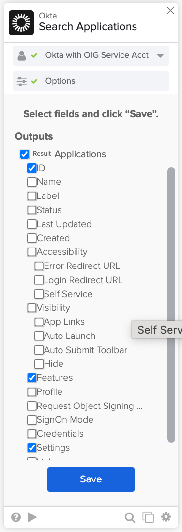 Select fields needed