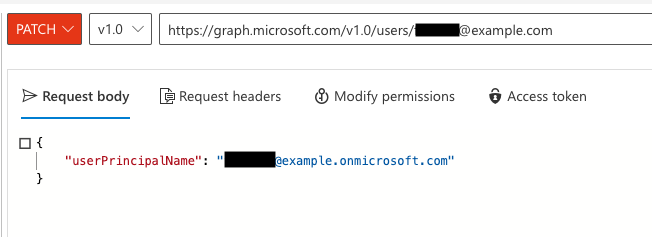 Update user API via  Microsoft Graph Explorer