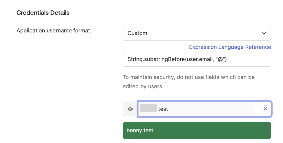 Application Username Format