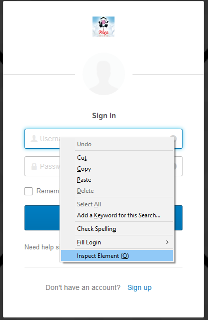 "Inspect Element (Q)" button