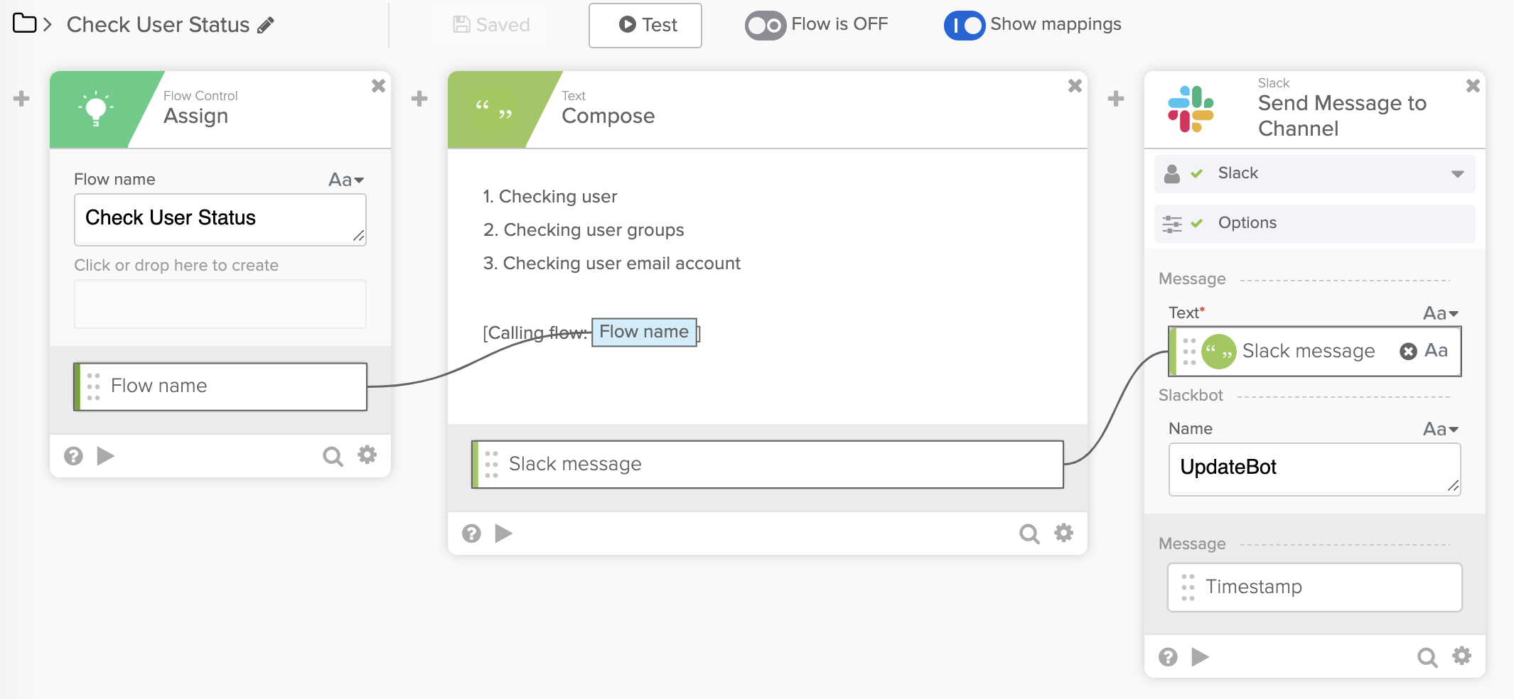 Setting flow name with the Assign card