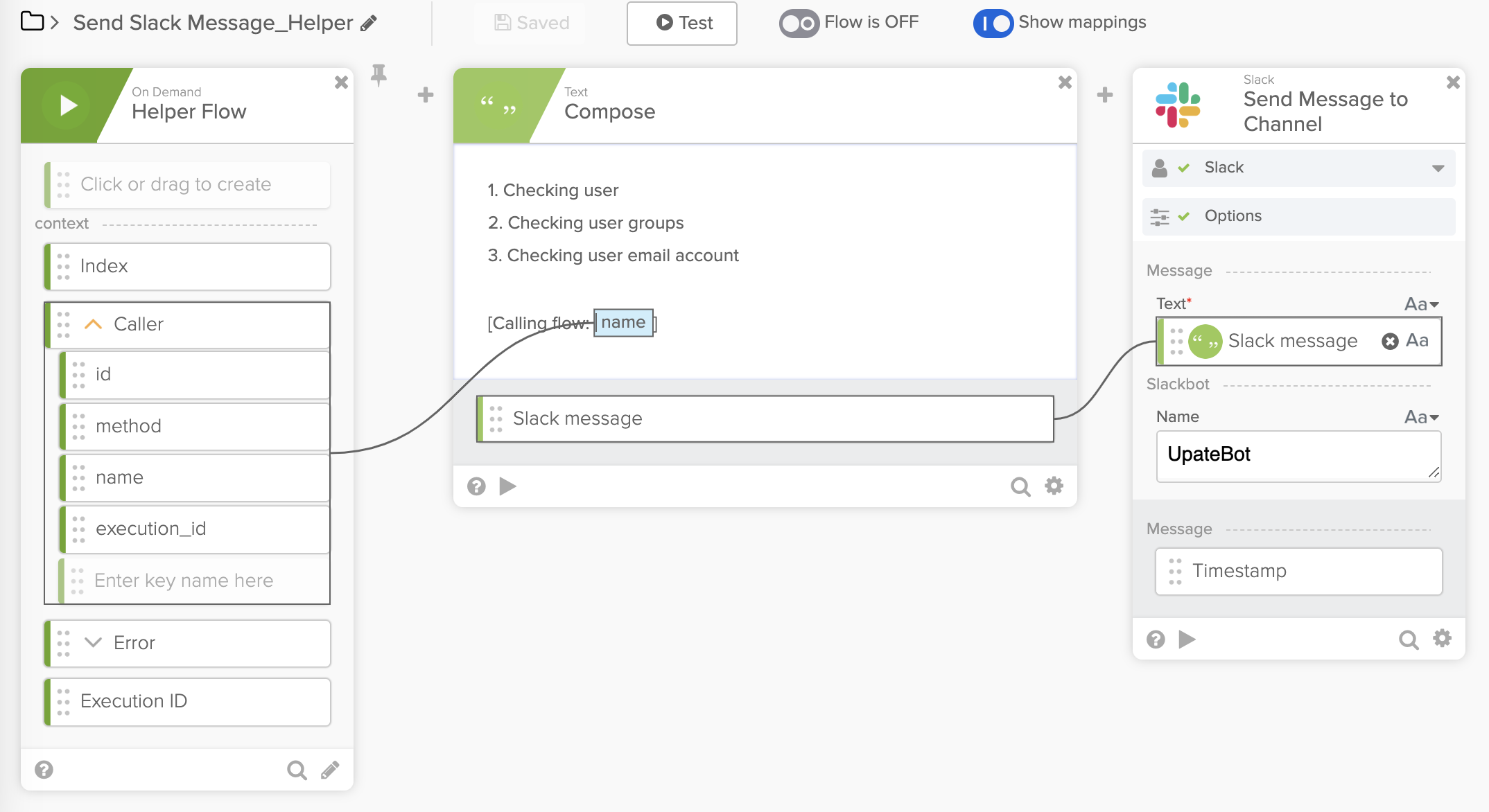 Using a helper flow to get caller flow name