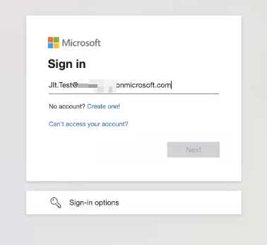 Microsoft Sign In Screen