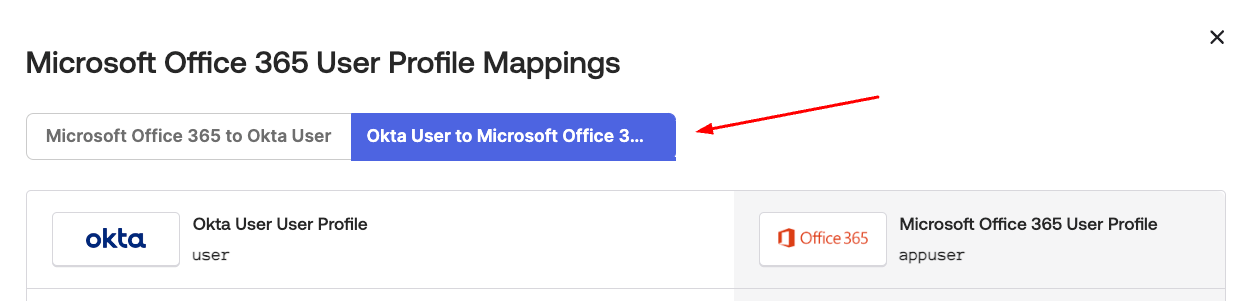 Okta to O365 tab