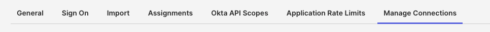 Manage Connections tab