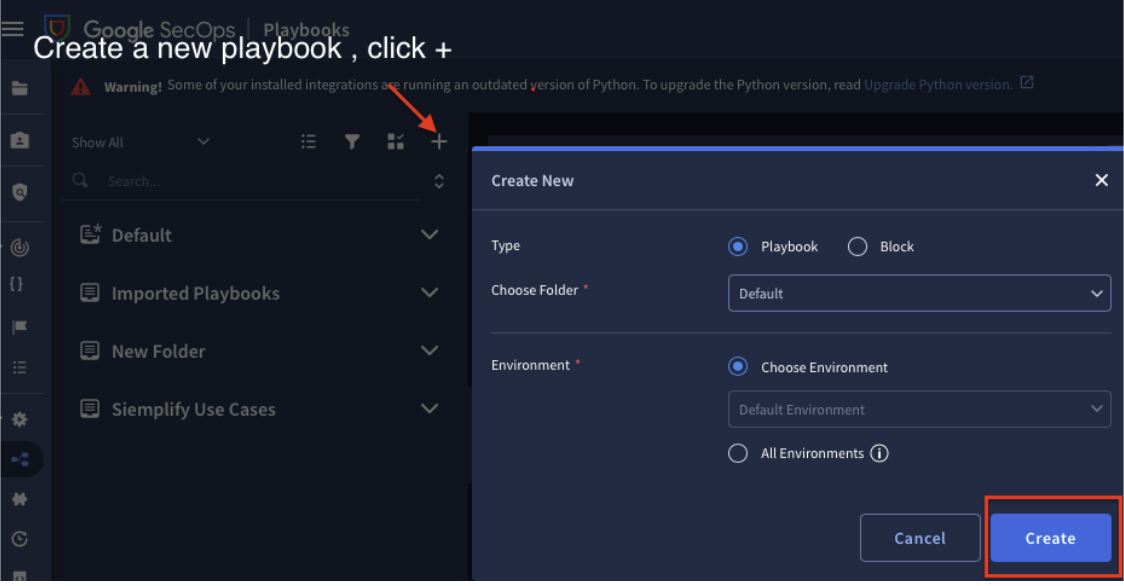 Create playbook