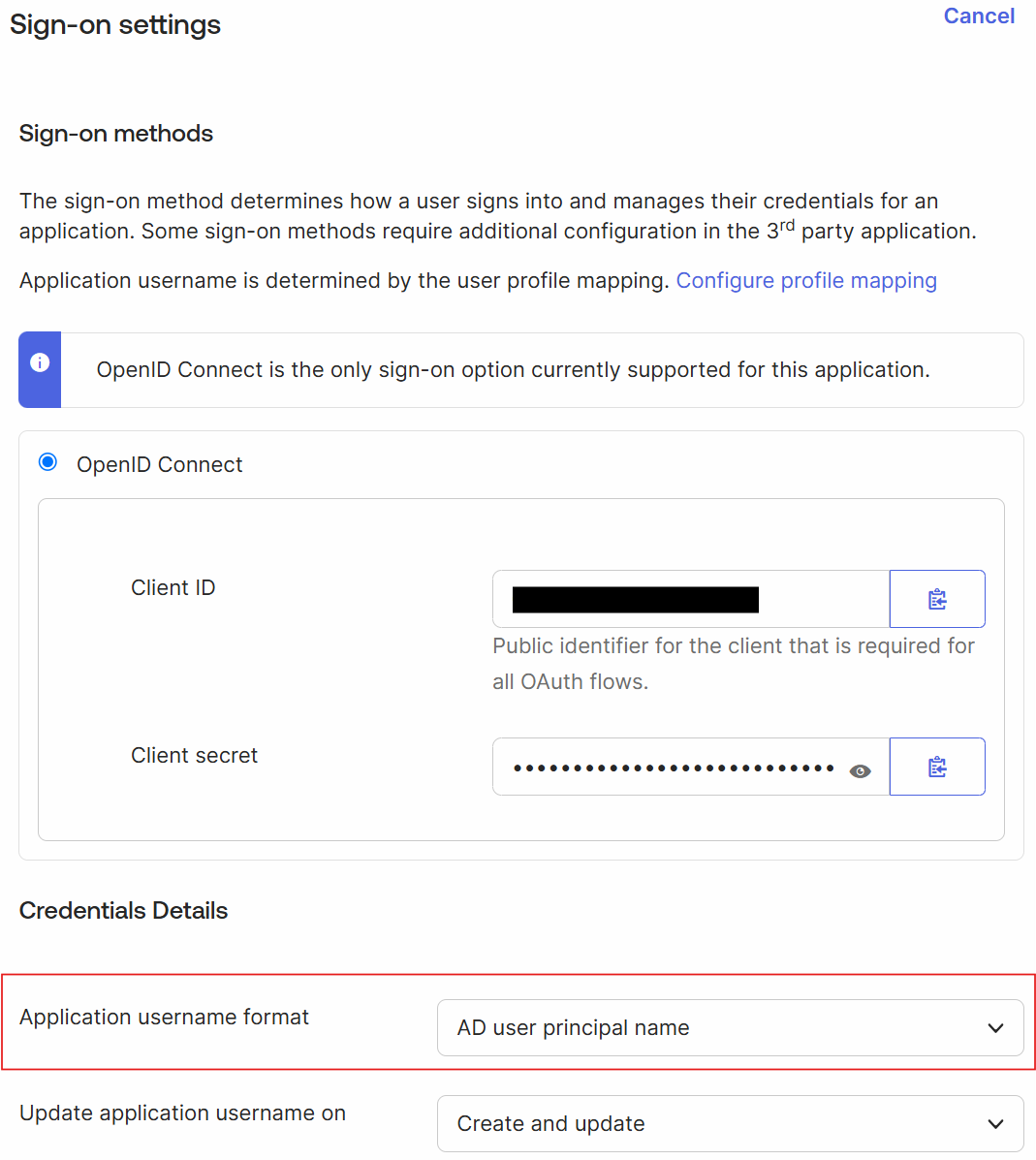 Sign-on Settings