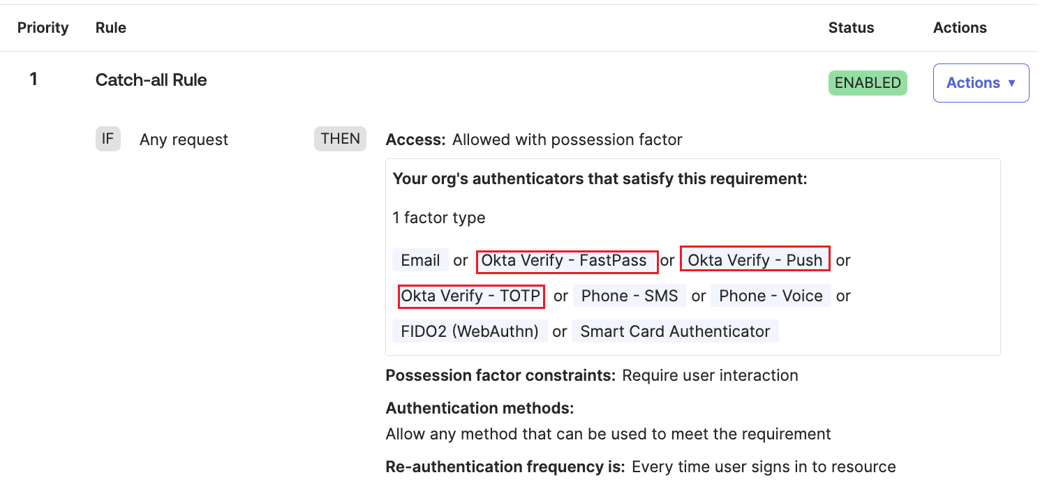 required authenticators