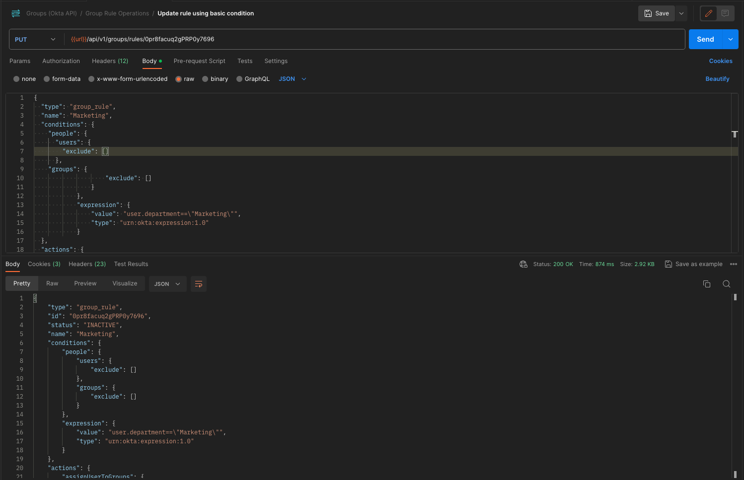 PUT Update Rule