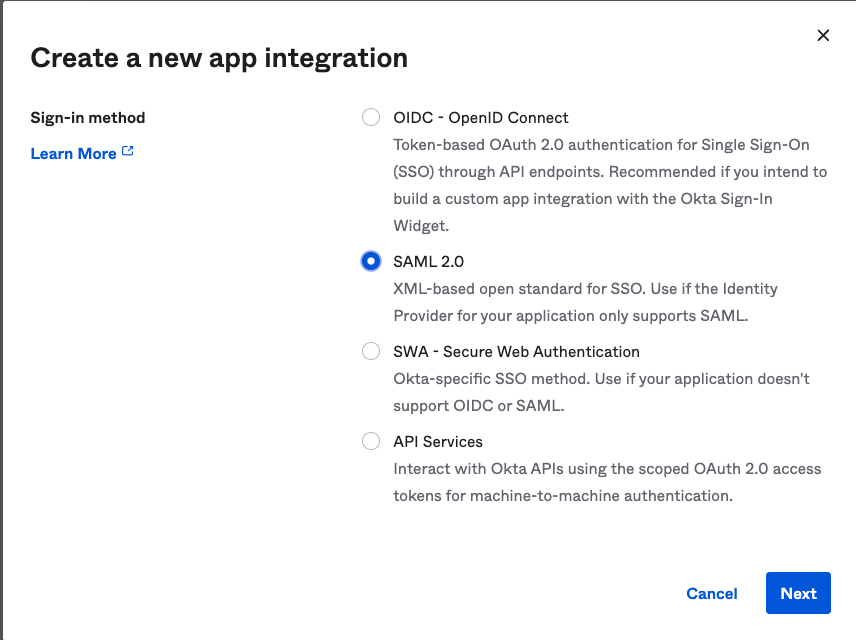 Create App integration