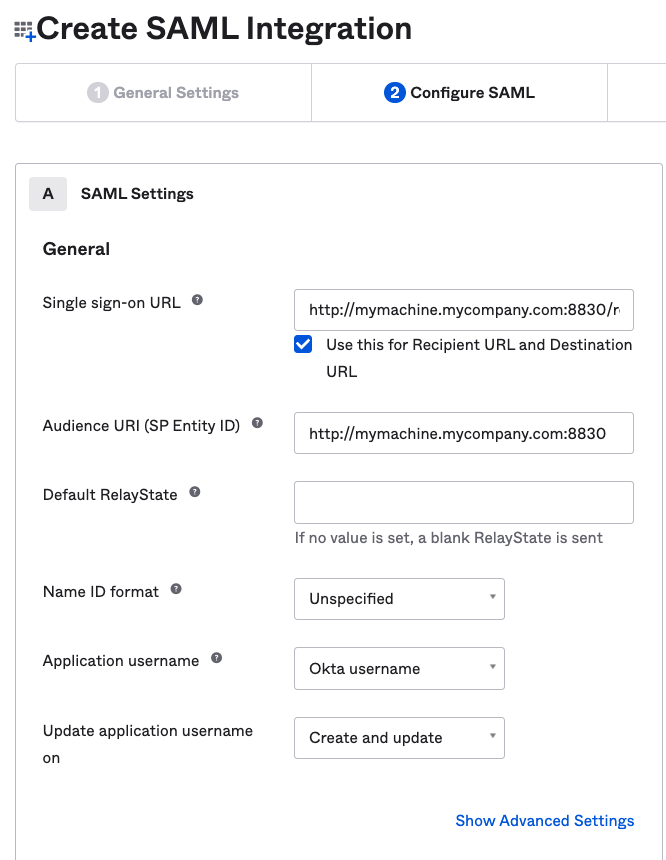 Create SAML integration