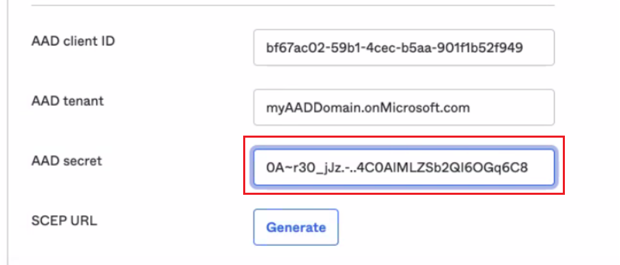AAD secret