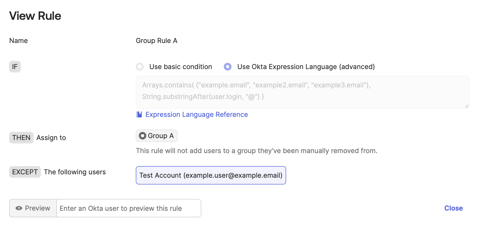 Group Rule A Exclusion
