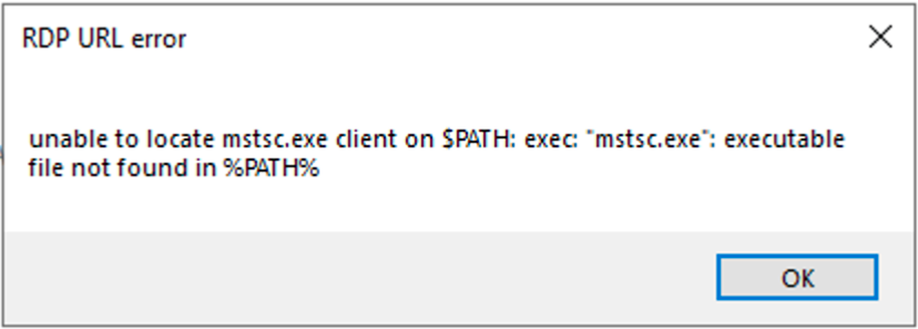RDP URL error