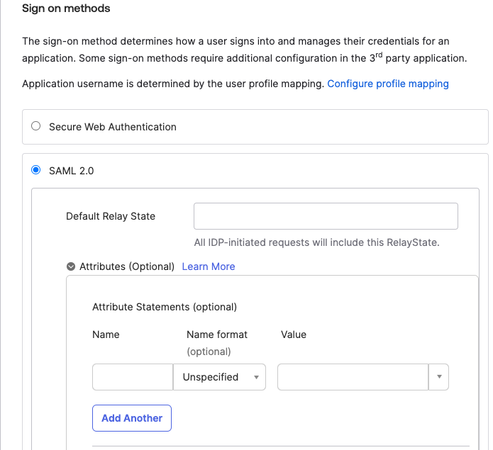 Sign on methods