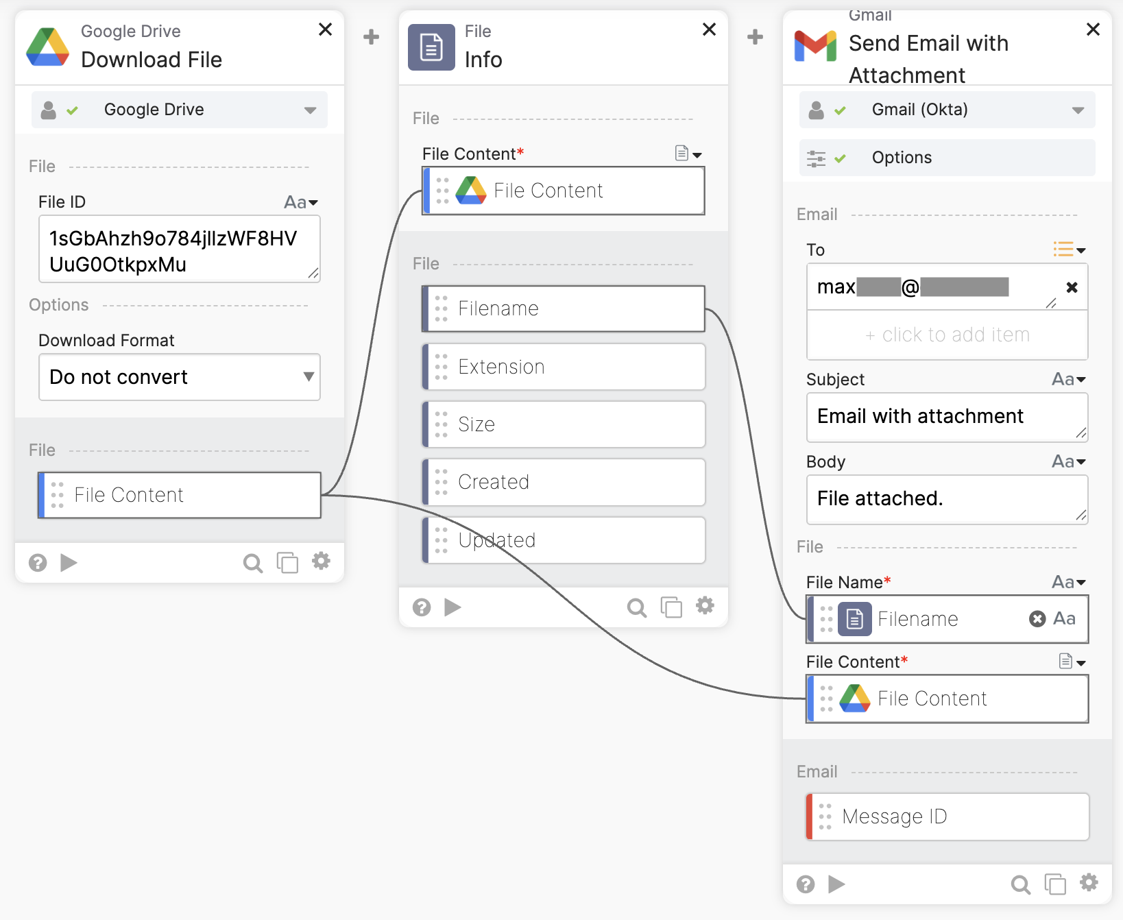 Email a file from Google Drive flow