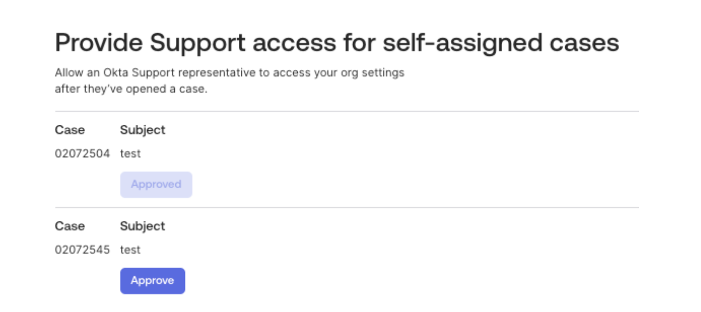 Impersonation for Support Cases under Give Access to Okta Support