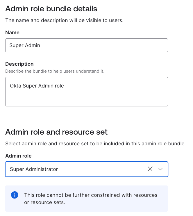 Admin role bundle details