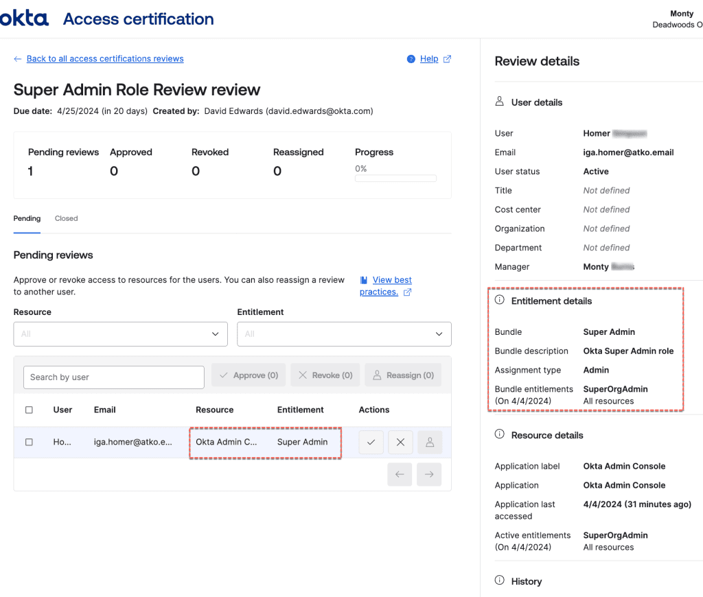 Access certification