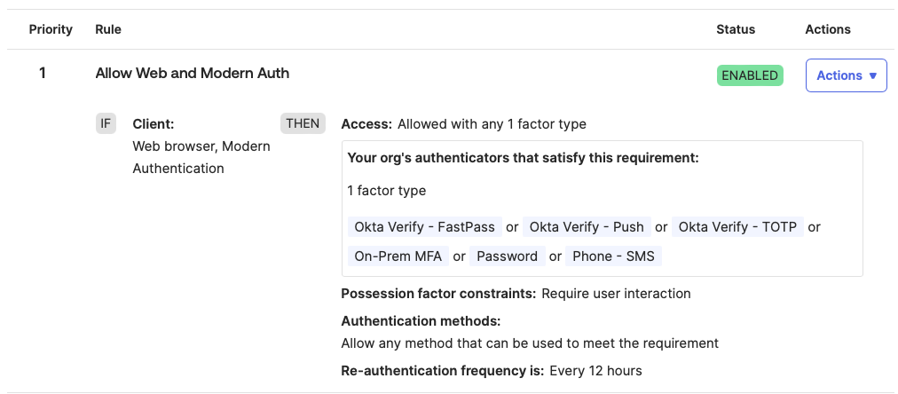 1 Factor Type