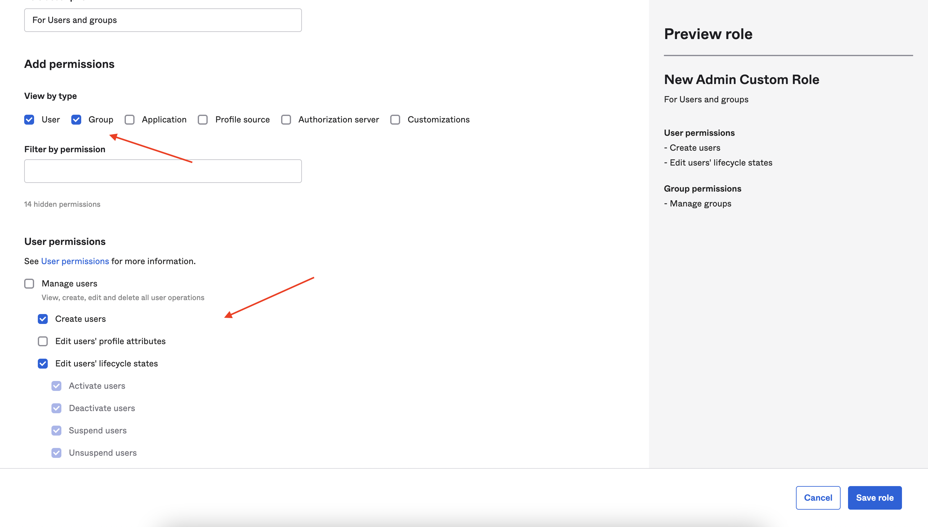 Select permissions