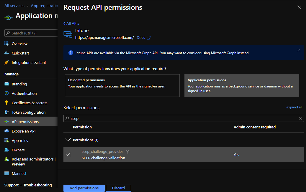 Add intune permissions