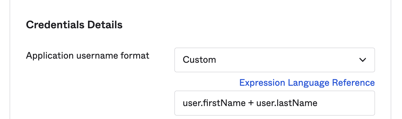 Application username format