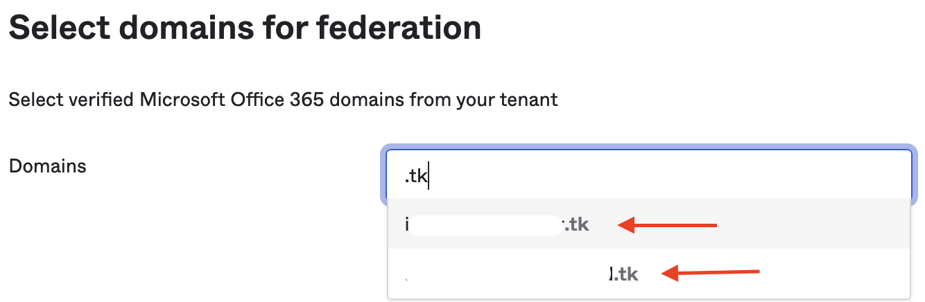 Select domain for federation