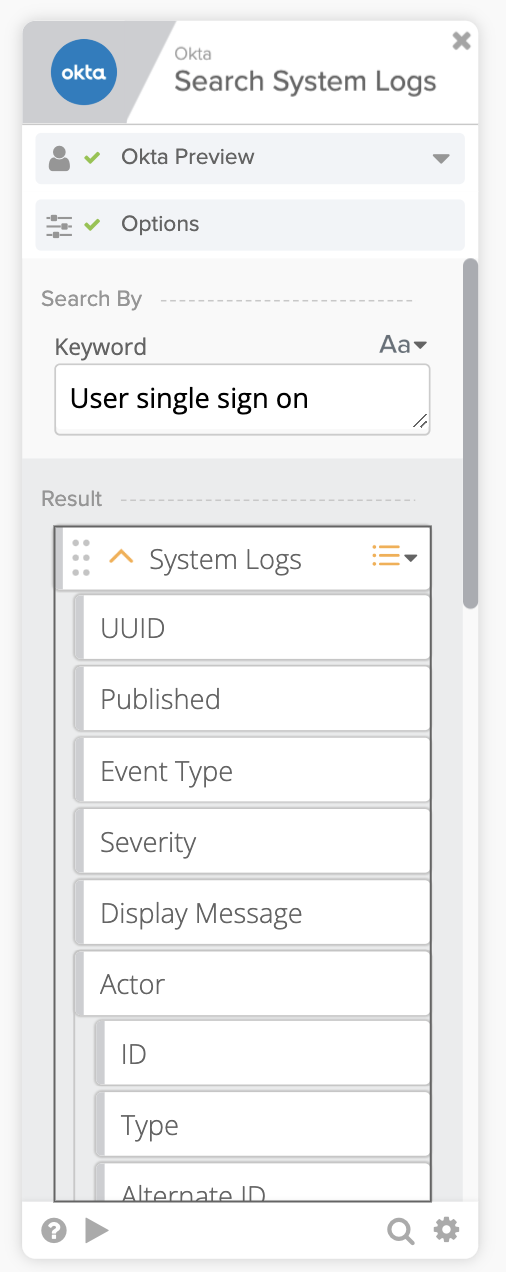 Search Systems Logs card