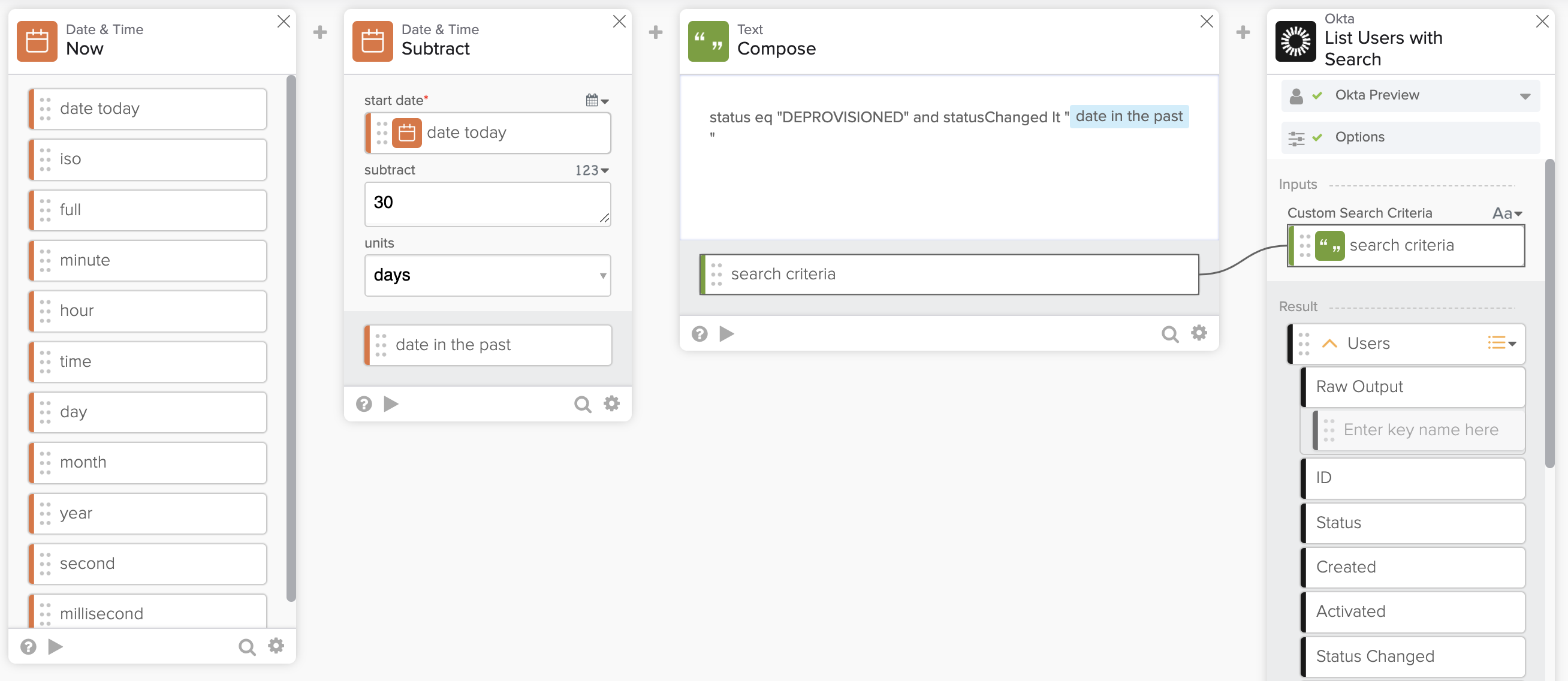 Identify users whose status changes <number> of days before
