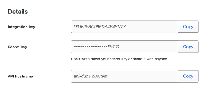 DUO admin panel