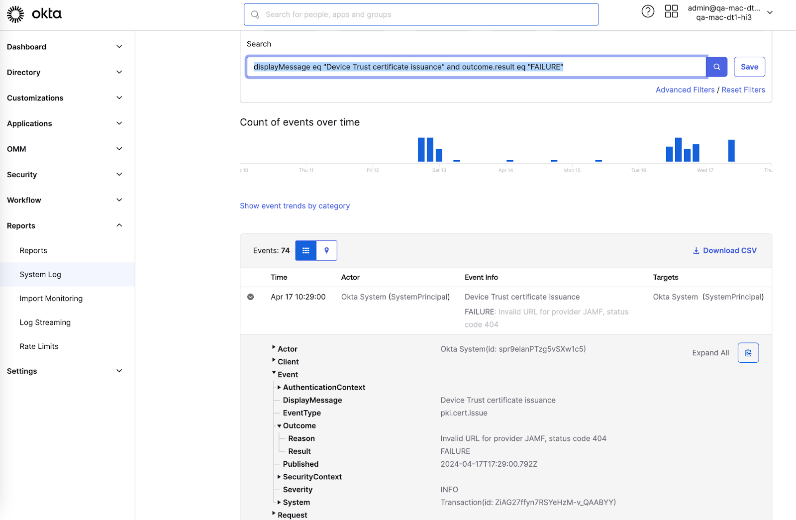 Syslog query