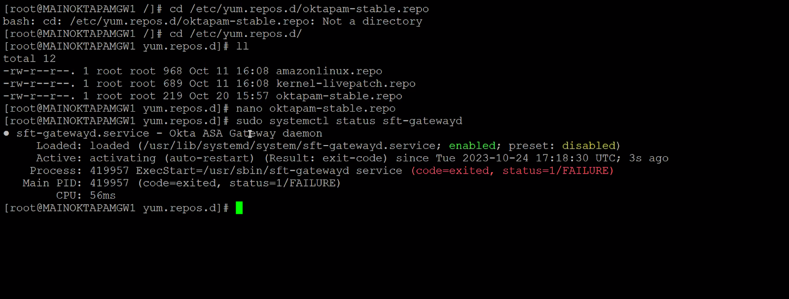 error message