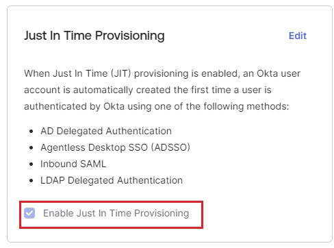 JIT provisioning