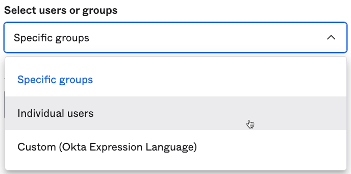 Select users or groups