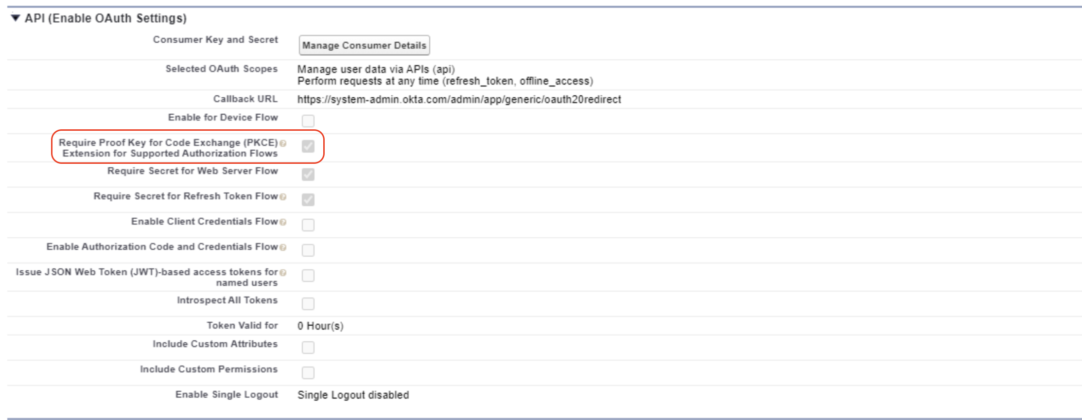 Require Proof Key for Code Exchange (PKCE) Extension for Supported Authorization Flows