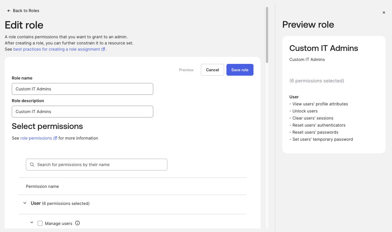 Custom Admin Role Permissions