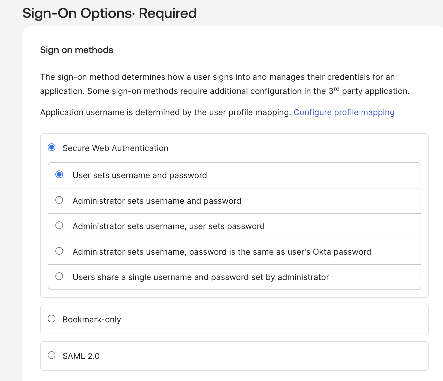 SSO options required