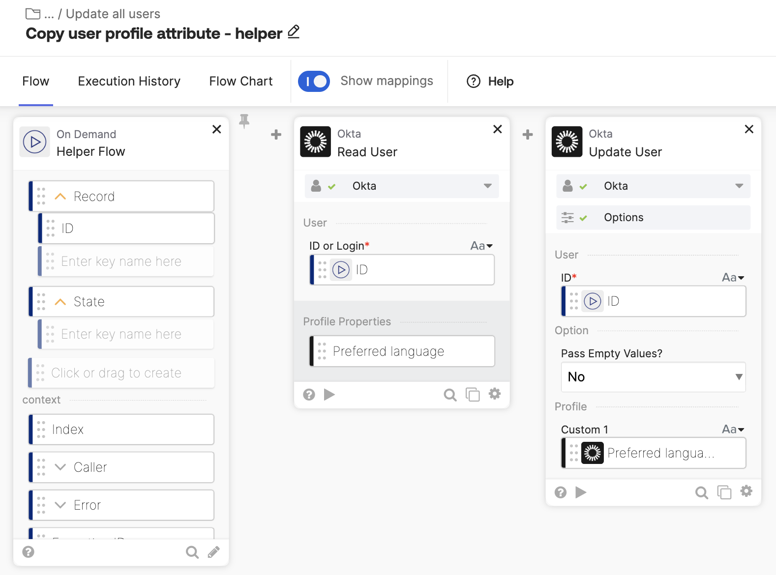 Copy user profile attribute flow