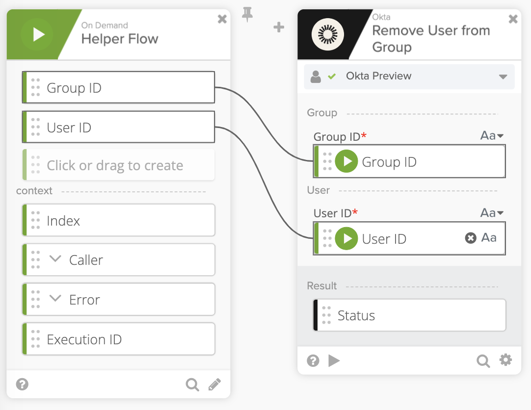 Helper flow removes a user from a group