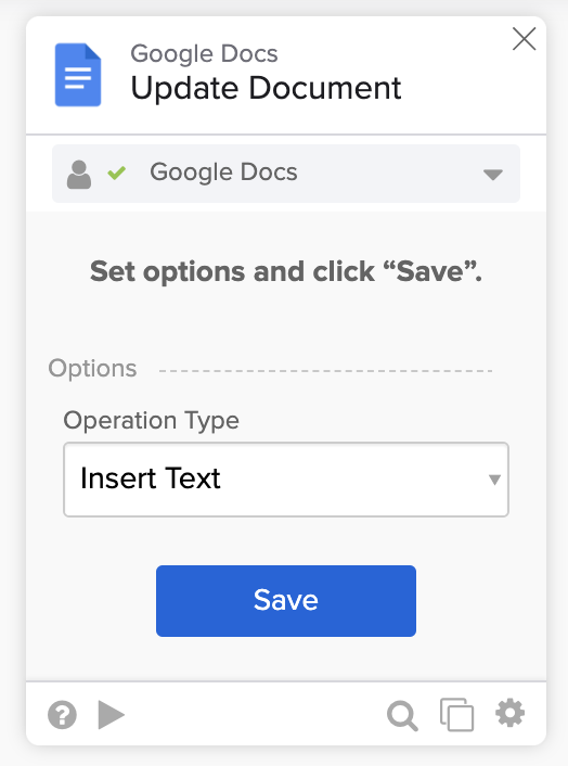 Google Docs – Update Document&nbsp;card
