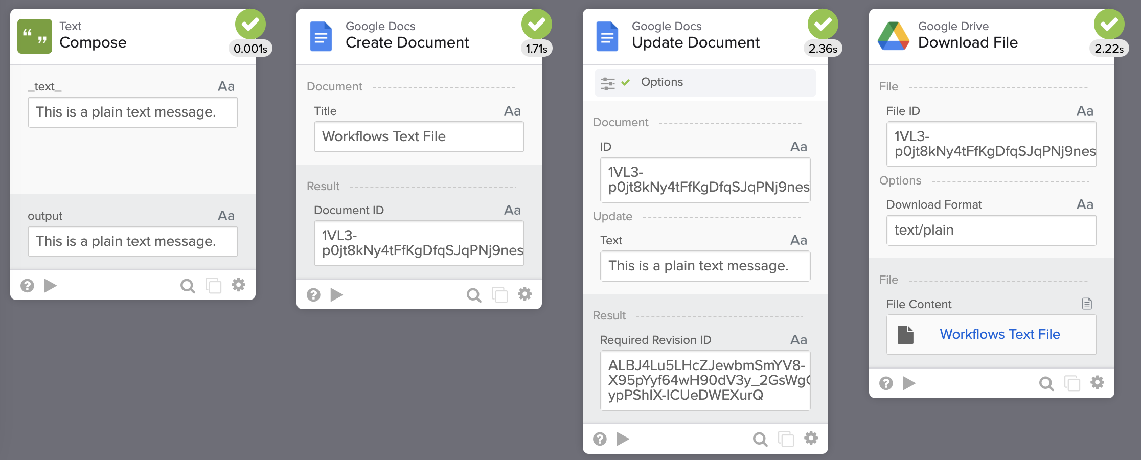 Create and download a text file flow execution