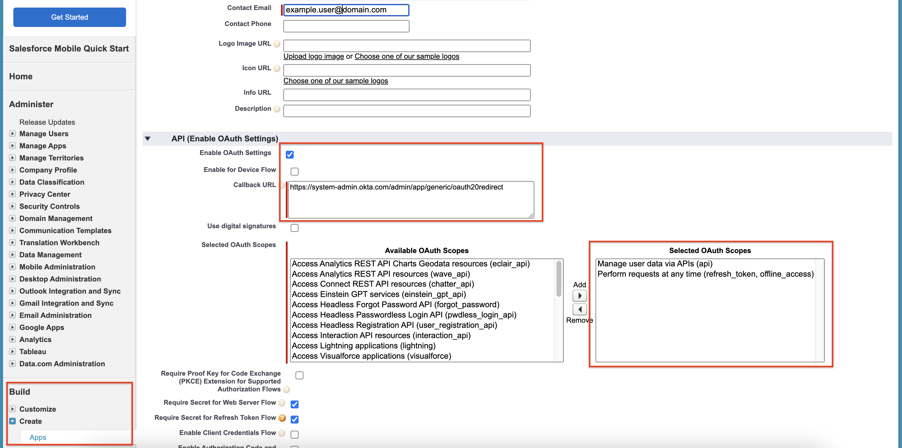 configuring Basic Connected App Settings