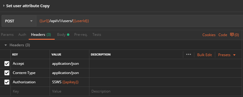 URL and Headers format