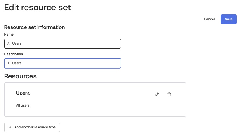 Edit Resource Set