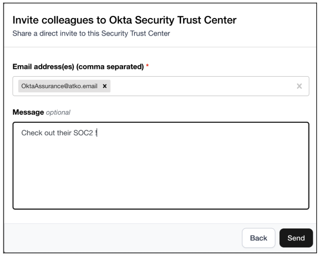 Invite Colleagues to Okta Security Trust Center