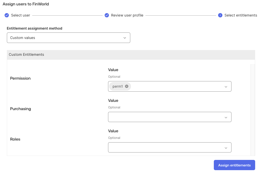Assign user to FinWorld